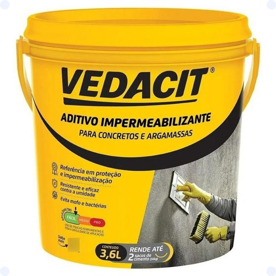 Vedacit Aditivo Impermeabilizante 3,6l Concreto E Argamassa Menor preço em Vedacit Aditivo Impermeabilizante 3,6l Concreto E Argamassa