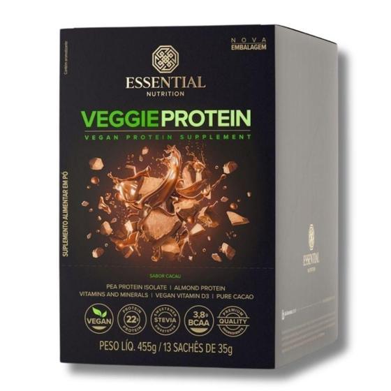 Imagem de Veggie Protein Cacau Essential Nutrition 13 Sachês De 35G