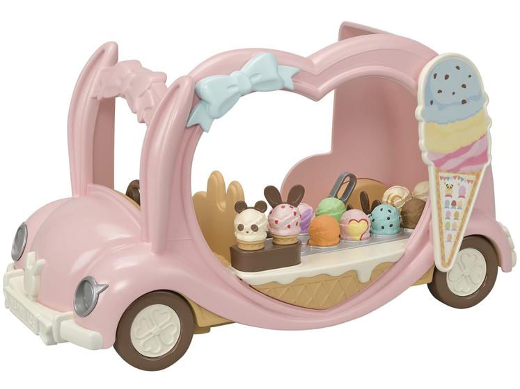 Imagem de Veículo de brinquedo Calico Critters Ice Cream Van com acessórios