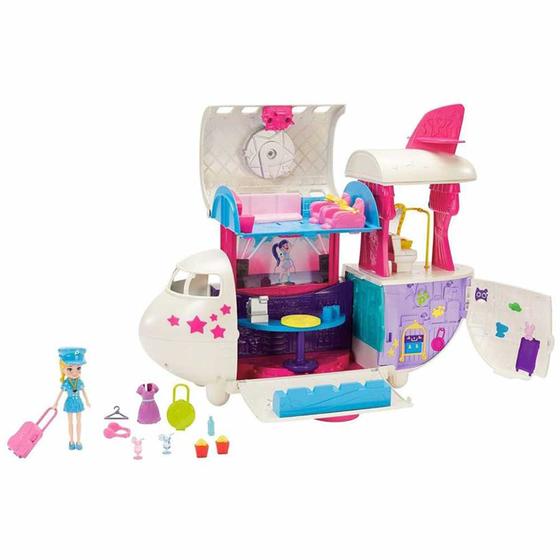 Imagem de Veículo e Boneca - 2 em 1 - Polly Pocket - Jatinho Fabuloso - Mattel