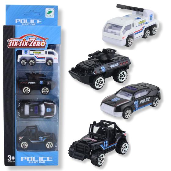 Imagem de Veículos Miniatura Police Die Cast 4 Pçs 1:64