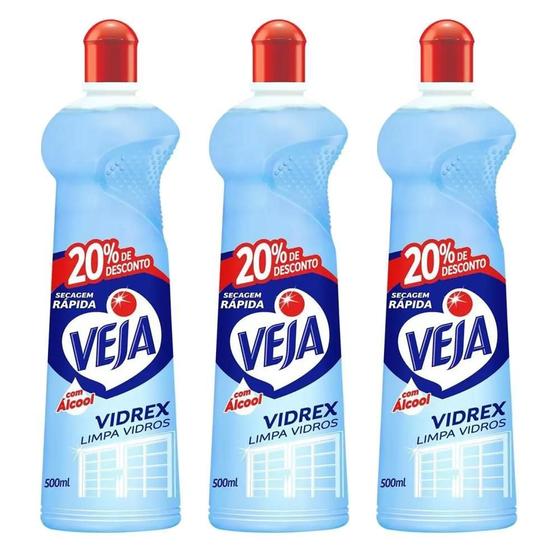 Imagem de Veja Vidrex - Limpa Vidros Squeeze - 500Ml Kit 3