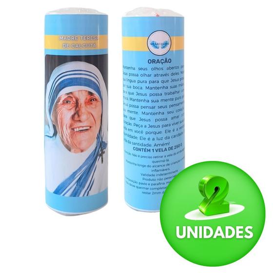 Imagem de Vela 7 dias votiva Madre Teresa azul 2 unidades