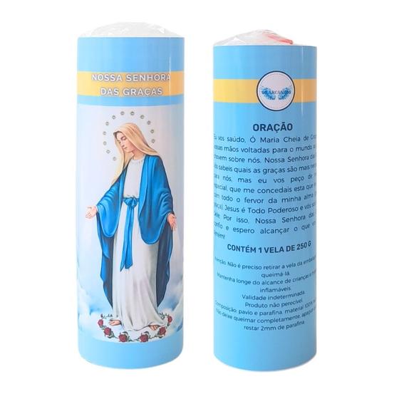 Imagem de Vela 7 dias votiva N. Sra das Graças azul 1 unidade