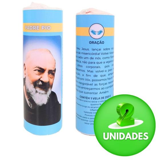 Imagem de Vela 7 dias votiva Padre Pio azul 2 unidades