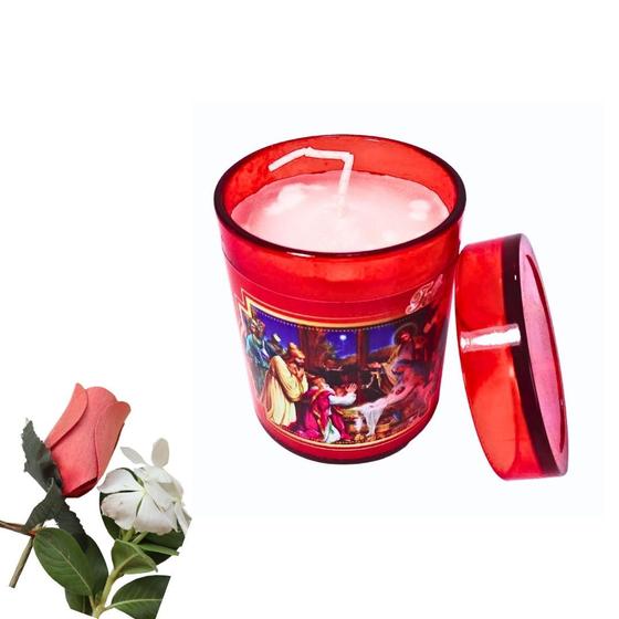 Imagem de Vela Acrilica Natal Presépio vermelho perfumada