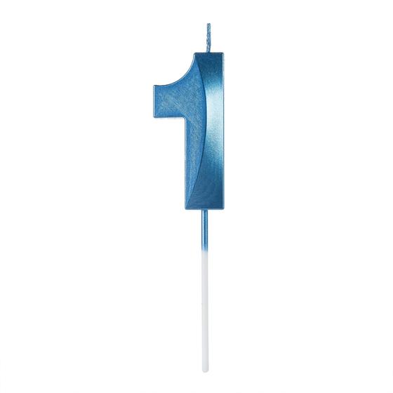 Imagem de Vela Aniversário Design Azul Pérola Número 1 - 01 unid