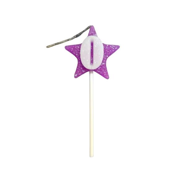 Imagem de Vela Aniversário Estrela Lilas Numero 0