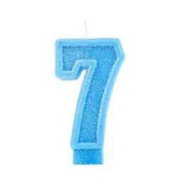Imagem de Vela Aniversário Glitter Basic Azul Número 7 - 01 unid