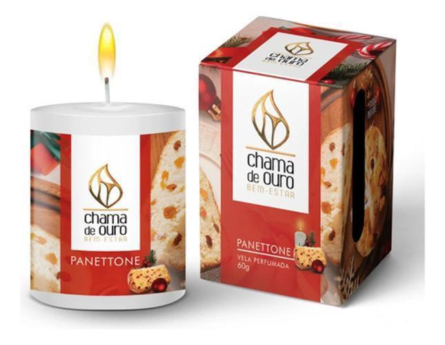 Imagem de Vela Aromática Perfumada Panettone Parafina Chama De Ouro