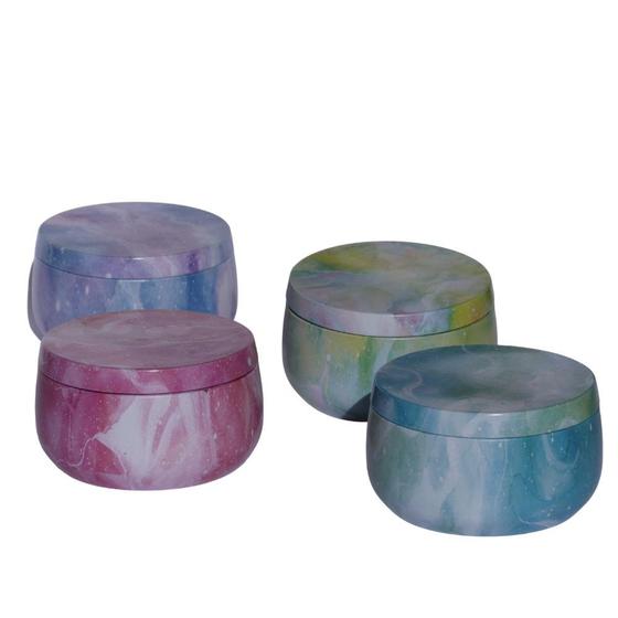 Imagem de Vela Aromática Vegetal Artesanal Premium Na Lata Tie Dye 200G Vegana