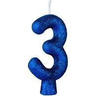 Imagem de Vela Cintilante Glitter Azul Numero 3