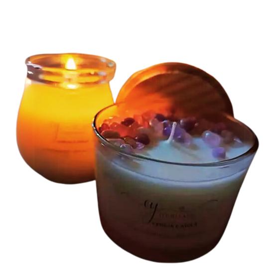 Imagem de Vela Com Tampa de Madeira Aromática Concentrada de Torta de Maça Com Canela