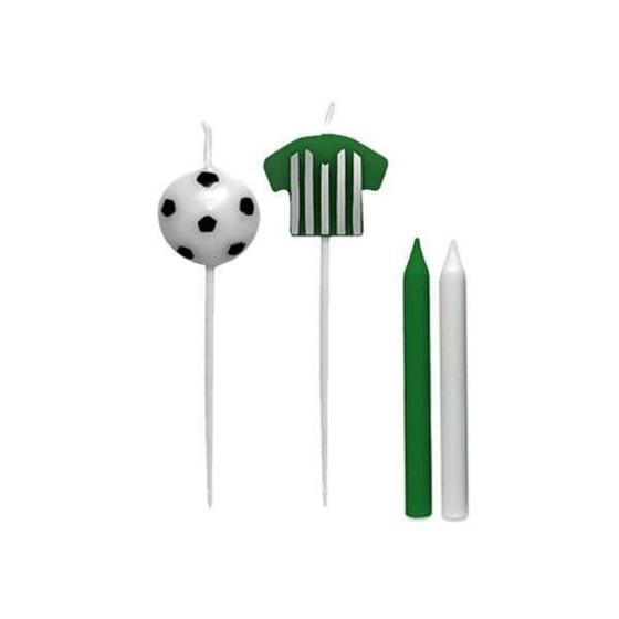 Imagem de Vela de Aniversário Camisa Futebol Verde e Branco - 08 und - Silver Plastic