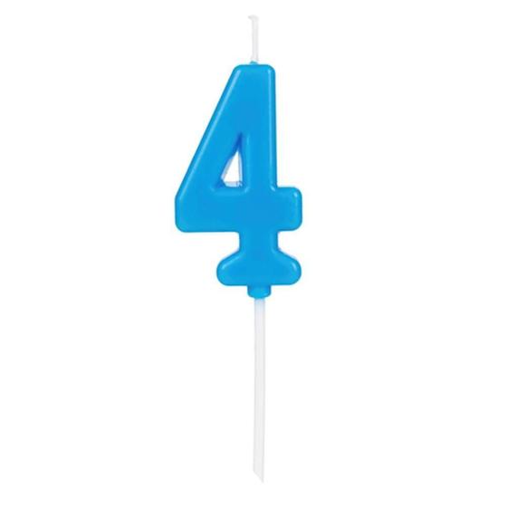 Imagem de Vela de Aniversário Número 4 Azul 4,5 cm Silver Plastic
