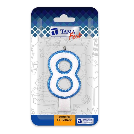 Imagem de Vela De Aniversário Número Branco E Azul Com 10 Un.
