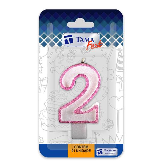 Imagem de Vela De Aniversário Número Branco E Rosa Com 10 Un.