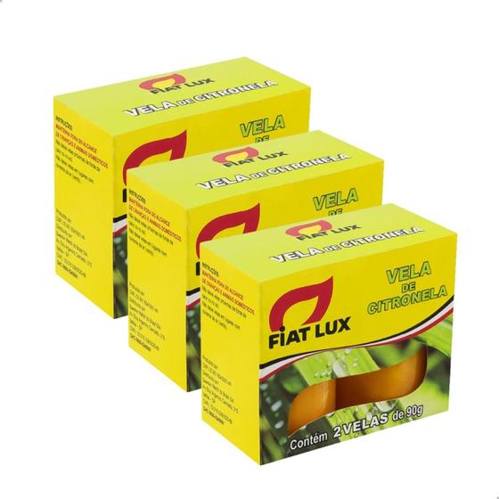 Imagem de Vela de Citronela Fiat Lux 90g Repelente Natural de Mosquitos Caixa com 6 Unidades