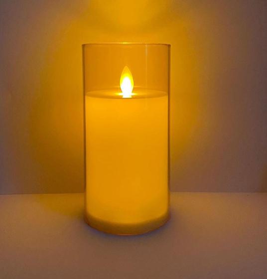 Imagem de Vela de Led Luz Amarela 15cm com Porta Vela Pilha AAA