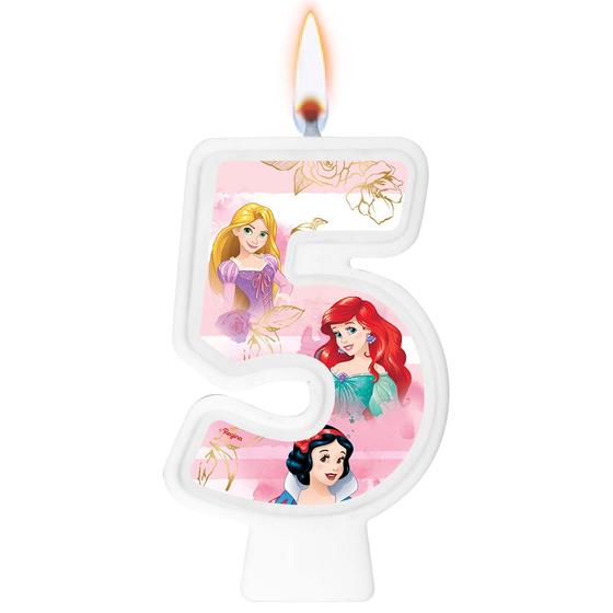 Imagem de Vela decoração Princesas Disney Número 5 festa Aniversário