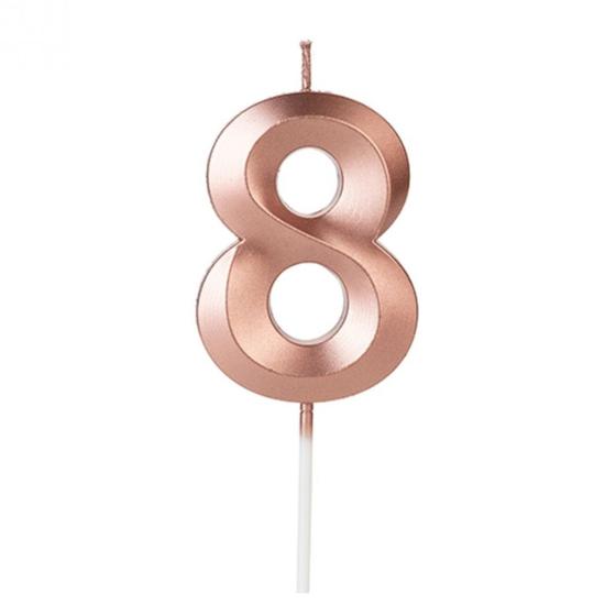 Imagem de Vela Design Rose Gold Número 8 - Silverfestas