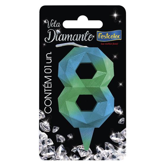 Imagem de Vela Diamante Azul com Verde - 01 Unidade - Festcolor