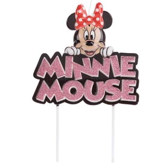 Imagem de Vela grande para bolo minnie colorida com glitter rose gold