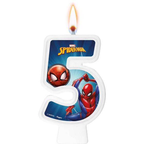 Vela Numeral de Aniversário Regina Homem Aranha Número 5 Menor preço em Vela Numeral de Aniversário Regina Homem Aranha Número 5