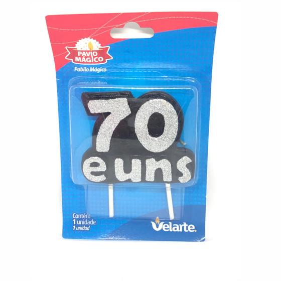 Imagem de Vela numeral preta com glitter prata velarte