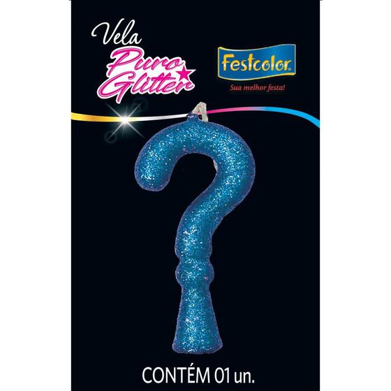 Imagem de Vela P/ Festa (Linha: Puro Glitter - Cor: Azul - Nº ) - Contém 1 Unidade