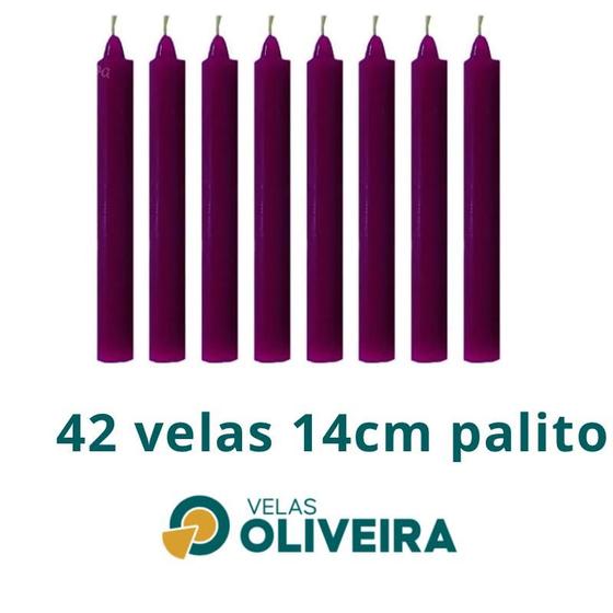 Imagem de Vela Palito Roxa 42 Unidades 14cm 15,8 - (Por Kilo) 100% Parafina