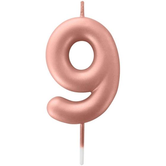 Imagem de Vela para Aniversario N.09 Rose GOLD Metalizada 6CM