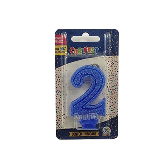 Imagem de Vela Super Com Glitter Azul - Curifest