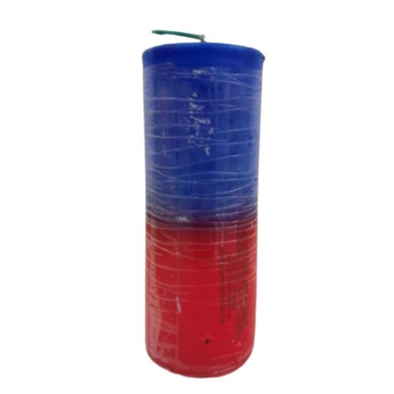 Imagem de Vela Votiva de 7 dias Bicolor Vermelho e Azul com 18cm-Quilo