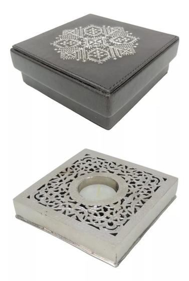 Imagem de Velario Porta Velas Com Vela Cinzelado Em Buril Com Estojo
