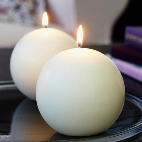 Imagem de Velas Bola Branca 6 Unidades 6 Cm