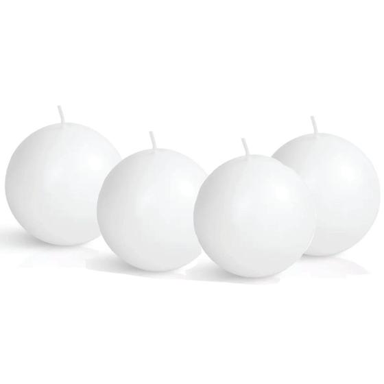 Imagem de Velas Bola Branca 6 Unidades 6 Cm