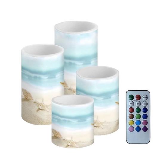 Imagem de Velas de LED NETILGEN com Design de Estrelas do Mar e Conchas - 4 Unidades