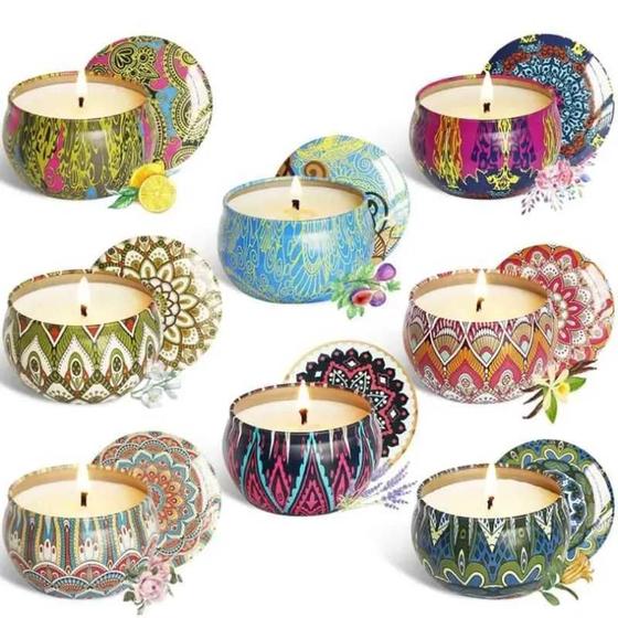 Velas Grande Cera Natural Perfumada Em Lata Personallizada Várias fragrâncias