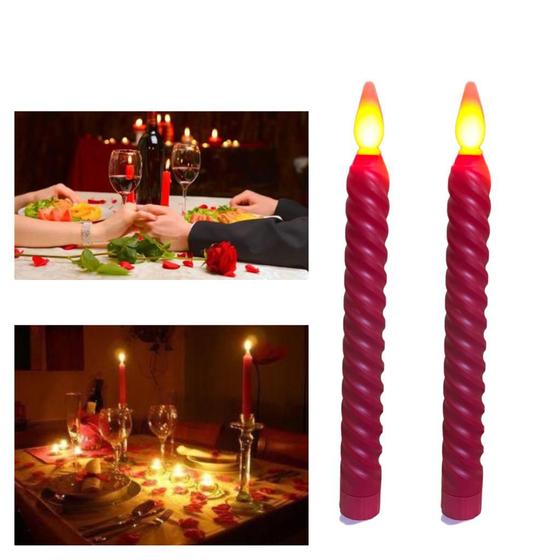 Imagem de Velas Led Kit 2 Decorativa Castiçal Romantica