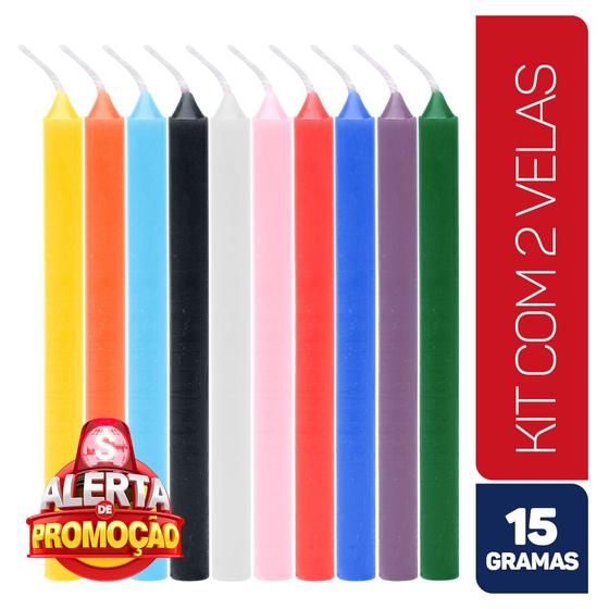 Imagem de Velas Palito Coloridas Vela Tradicional Maço Kit 16cm 15g 100% Parafina - Envio Rápido