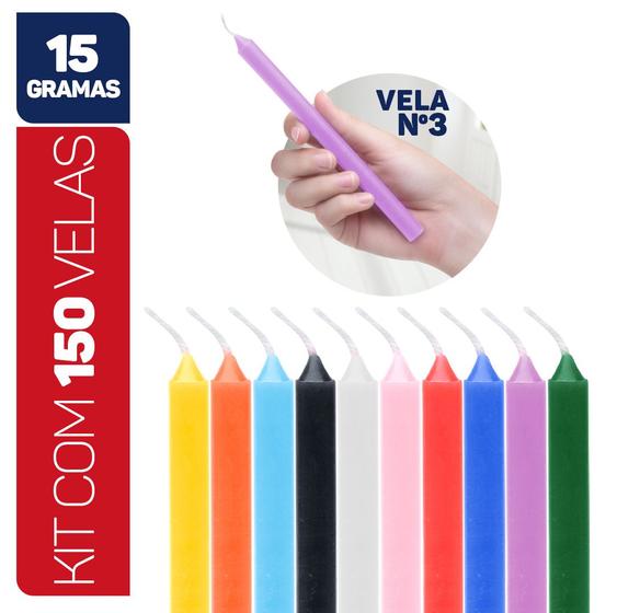 Imagem de Velas Palito Coloridas Vela Tradicional Maço Kit 16cm 15g 100% Parafina - Envio Rápido