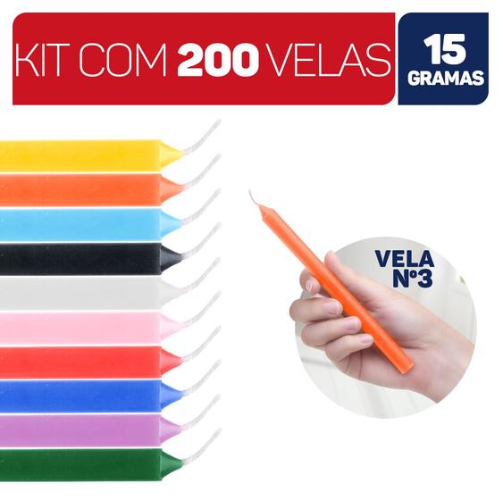 Imagem de Velas Palito Coloridas Vela Tradicional Maço Kit 16cm 15g 100% Parafina - Envio Rápido