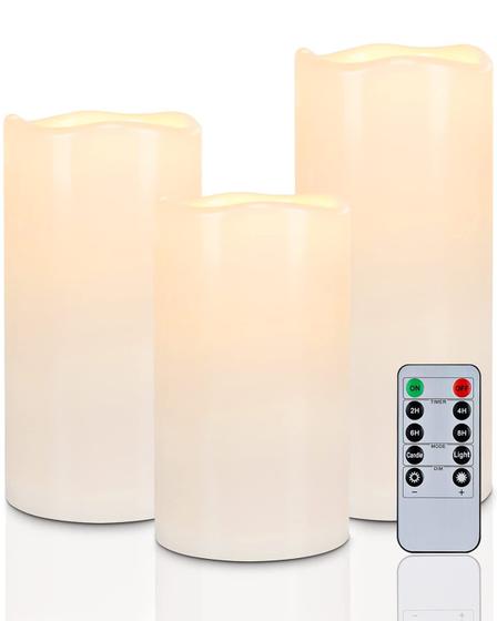 Imagem de Velas Sem Chama Homemory à Prova D'Água com Controle Remoto e Timer - Kit com 3
