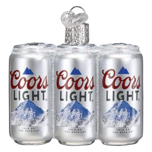 Imagem de Velho mundo Christmas Coors Light Six Pack Glass Blowown Ornament para a árvore de Natal