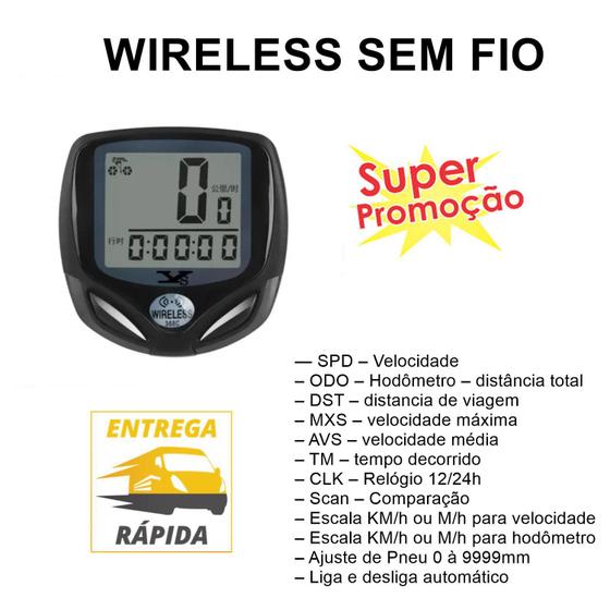 Imagem de Velocímetro Bicicleta Bike Wireless Sem Fio 16 Funções