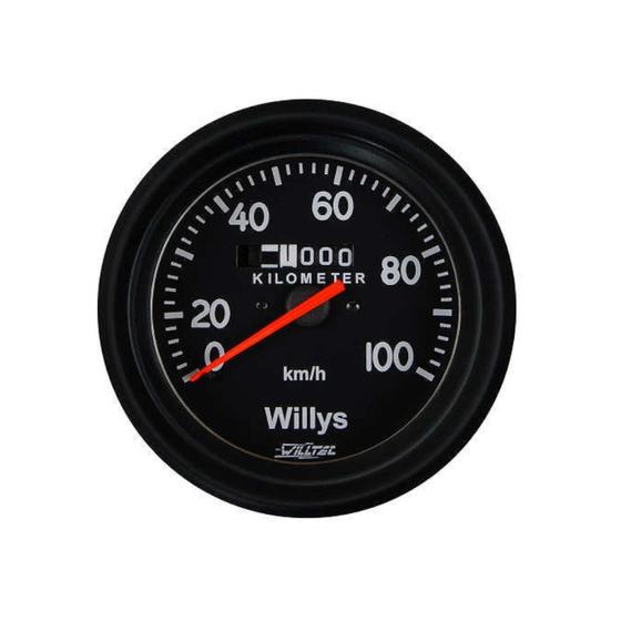Imagem de Velocímetro Mecânico 0-100 Km/h (w=0,625) 85mm Preto Willys