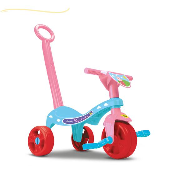 Imagem de Velotrol desenho de boneca triciclo andador de tres rodas motinha infantil motoquinha motinha haste