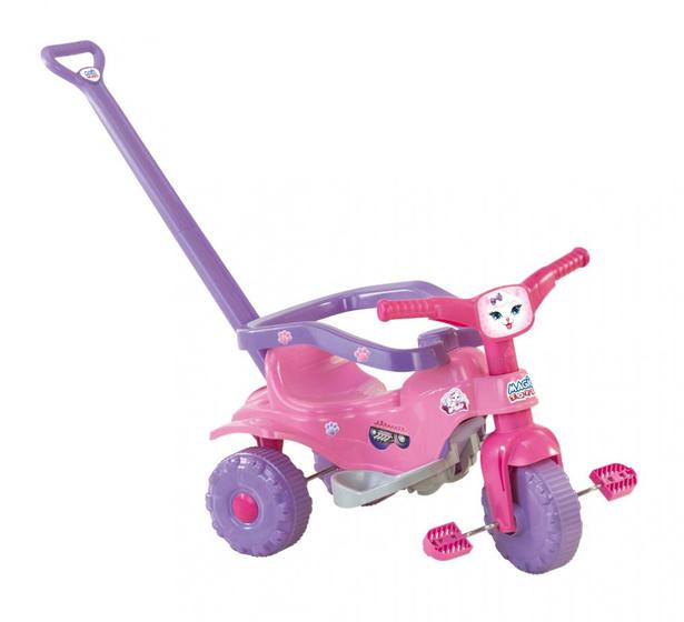 Imagem de Velotrol Infantil Menina Triciclo Motinho Moto Gatinha Pets Rosa Magic Toys
