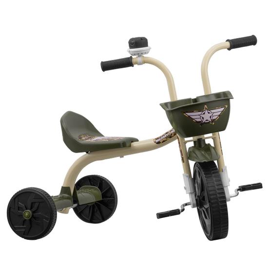 Imagem de Velotrol Infantil Triciclo Ultra Bikes Military Boy com Cesto Para Crianças Meninos 1,5 a 6 anos